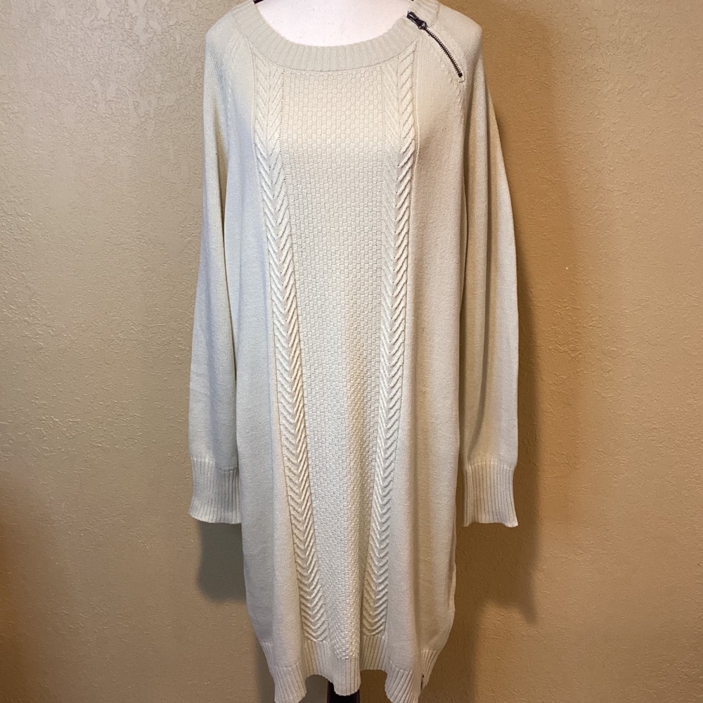 Woolrich Women's Cream Dutch Hollow Long Sweater, Size XXL, Raglan sleeves
